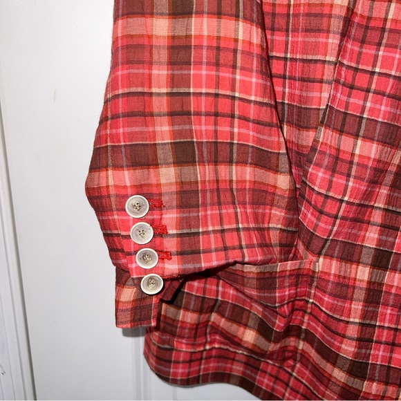 Talbots Plaid Crinkle Crepe Lightweight Blazer Jacket Womens Size 10 - Picture 2 of 5